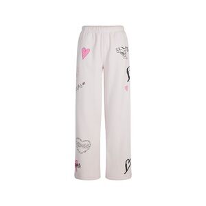 SKIMS Women's Straight Leg Pants with Heart Print - Pink and Black